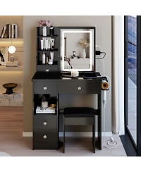 Streamdale Furniture 29.2" Vanity Table Led Mirror Power Stool