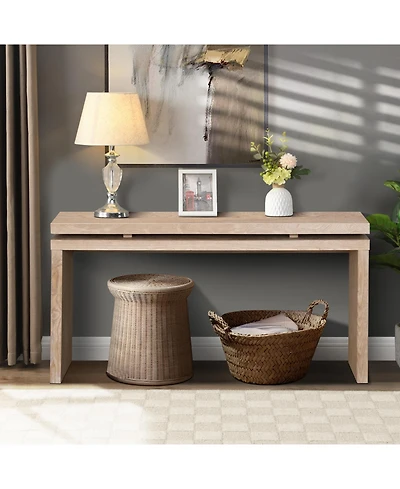 Streamdale Furniture Streamdale 60" Antique Natural Farmhouse Console Table