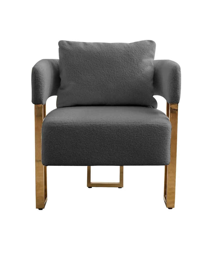 Streamdale Furniture Ts Modern Grey Fleece Accent Chairs Legs 2PCS