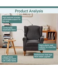 Streamdale Furniture Vintage Luxury Coffee Table & Armchair Set (Dark Grey/Natural Wood)