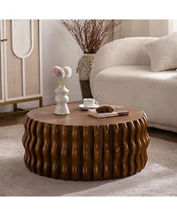 Streamdale Drum Fluted Coffee Table - Modern Round Center Table