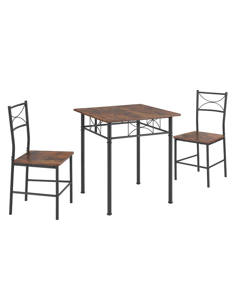 Streamdale Furniture + 3-Piece + Wood (or Mdf if applicable) + Retro Brown Finish + Kitchen/Dining Table Set