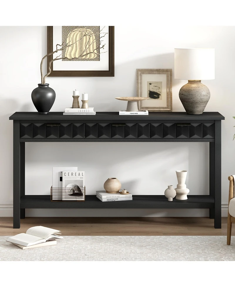 Streamdale Furniture Fir Veneer Modern Stylish Console Table with Honeycomb Design,Suitable for Study,Entryway, Hallway, Living Room, Foyer