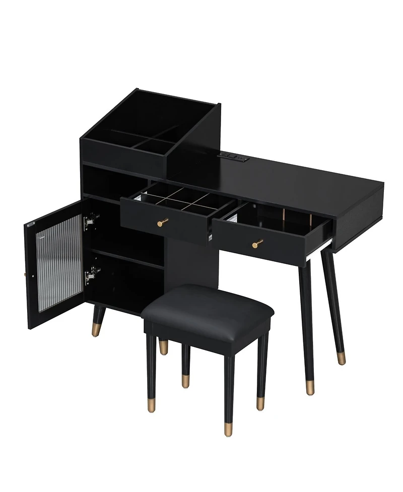 Streamdale Furniture Vanity Desk with Drawers Cabinet & Charging Port
