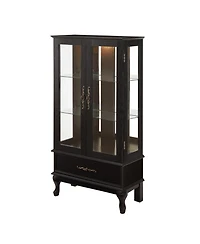 Streamdale Furniture Lighted Curio Cabinet with Glass Doors, Led Lights, Black Finish