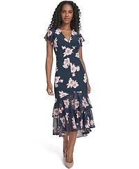 Tommy Hilfiger Women's Chiffon Combo Midi Dress