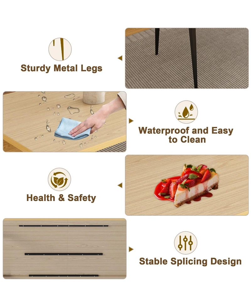 Streamdale Furniture Modern Dining Table with Wooden Top & Iron Legs (Seats 6-8)