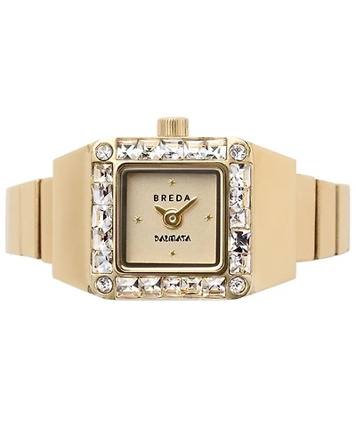 Breda Women's x Dalmata Time Ring Clear Crystals and Gold Expandable Ring Watch, 15mm