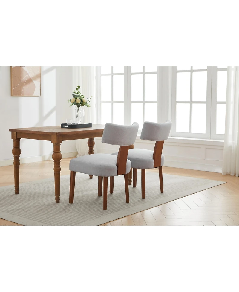 Streamdale Furniture Linen Fabric Modern Armless Dining Chairs, Gray (Set of 2