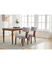 Streamdale Furniture Linen Fabric Modern Armless Dining Chairs, Gray (Set of 2