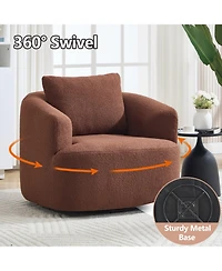 Streamdale Furniture Streamdale Swivel Teddy Fleece Comfy Chair with Pillow