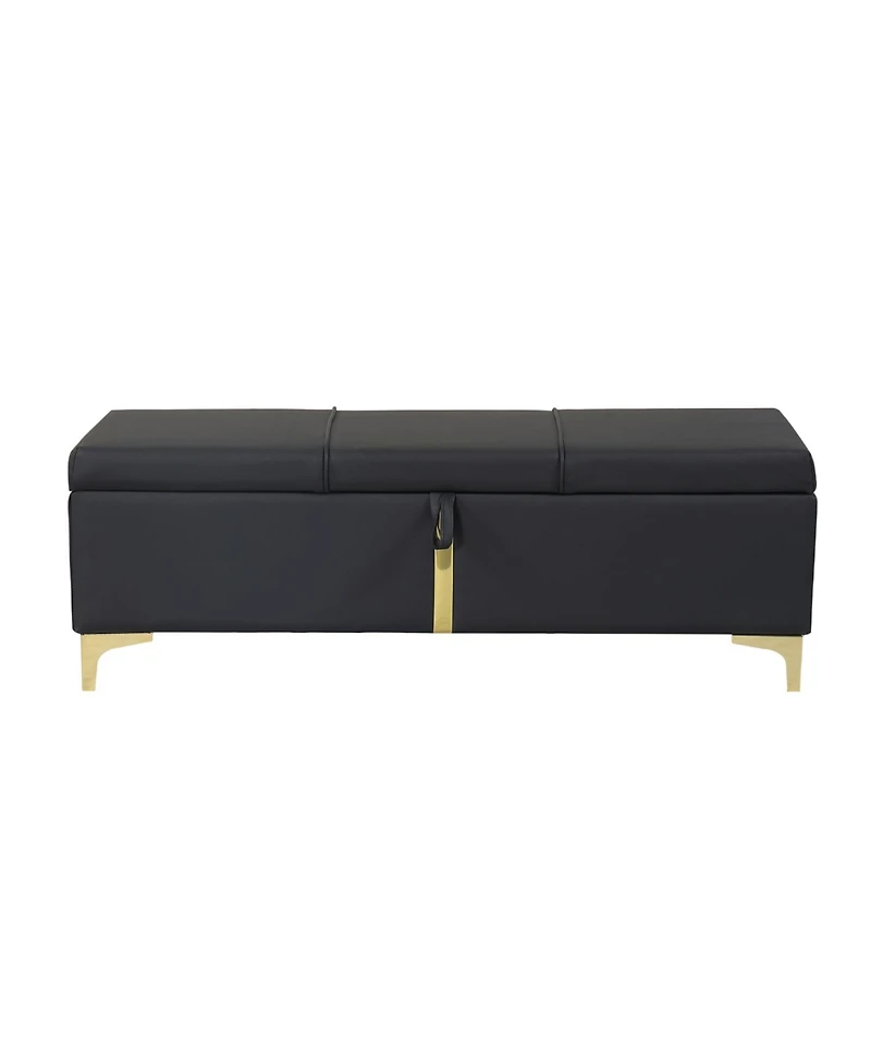 Streamdale Furniture Upholstered Storage Ottoman Bench with Metal Legs