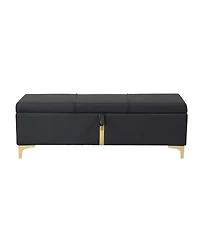 Streamdale Furniture Upholstered Storage Ottoman Bench with Metal Legs