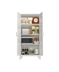 Streamdale Furniture 61" Metal Storage Cabinet with Adjustable Shelves (White)