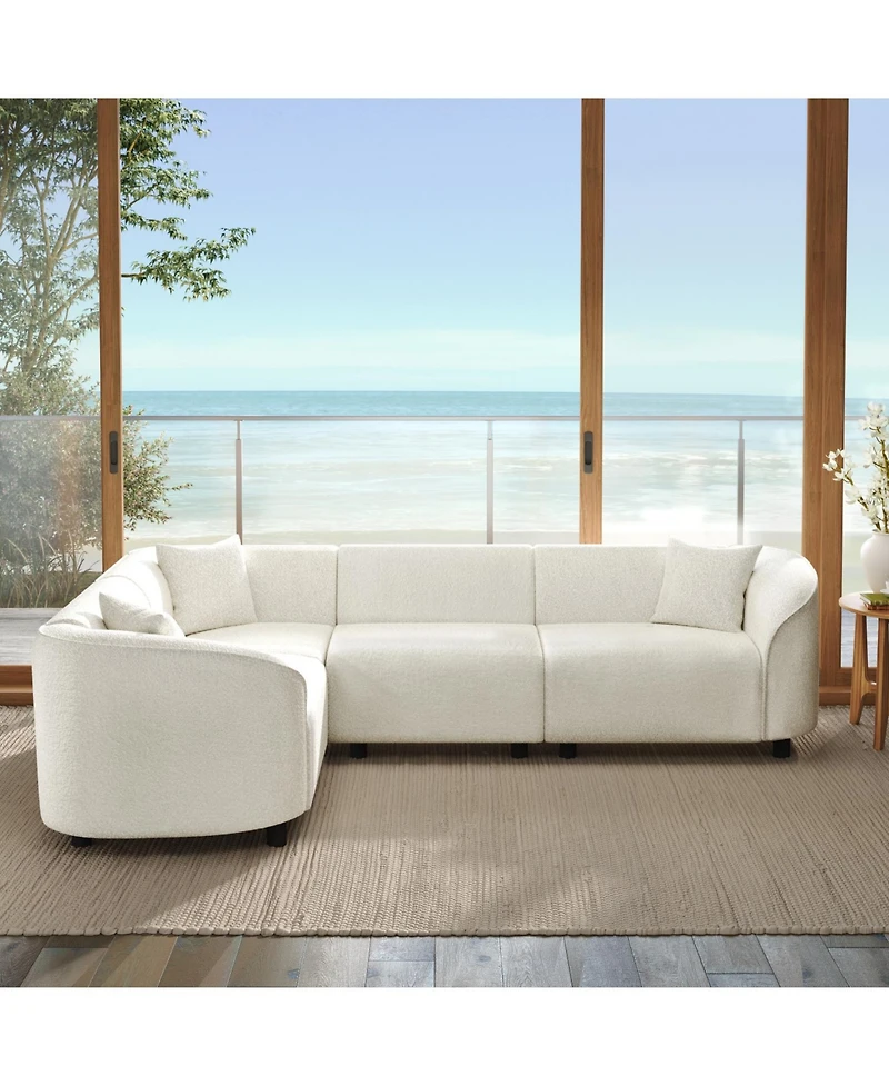 Streamdale Furniture Streamdale L-Shaped Sectional Sofa- Plush 4-Seater, Boucle Upholstery