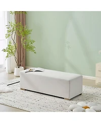 Streamdale Simple White Long Ottoman, Practical Furniture for Living Room and Bedroom