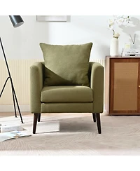 Streamdale Furniture Streamdale Ergonomic Barrel Chair with Waist Pillow and Solid Wood Legs