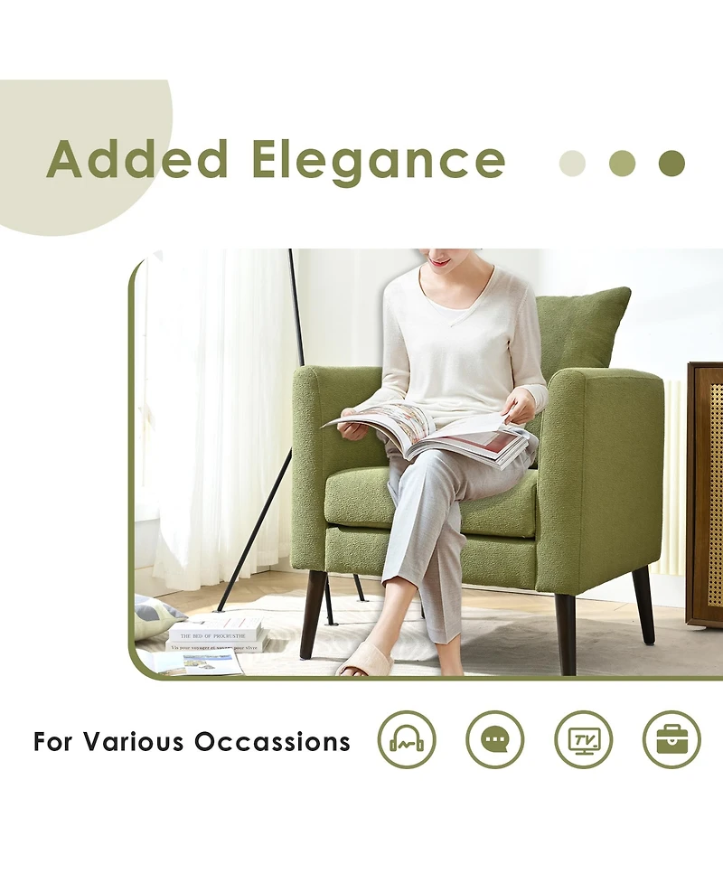 Streamdale Furniture Streamdale Ergonomic Barrel Chair with Waist Pillow and Solid Wood Legs