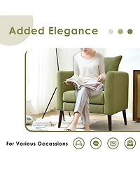 Streamdale Furniture Streamdale Ergonomic Barrel Chair with Waist Pillow and Solid Wood Legs