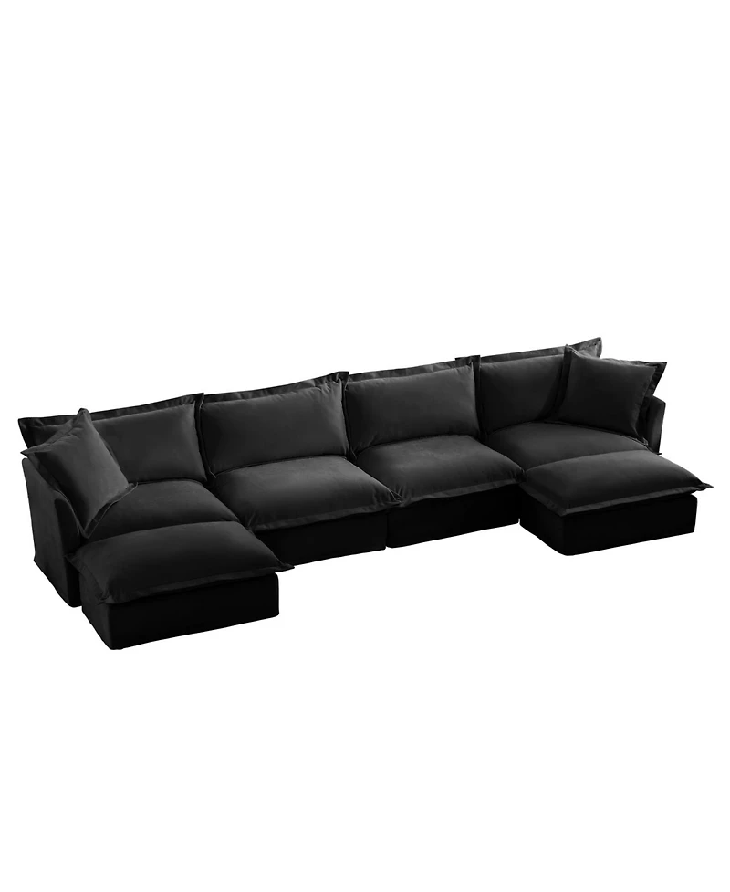 Streamdale Furniture Slipcovered U Shape Sectional Sofa Deep Seat Chenille