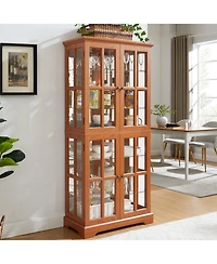 Streamdale Furniture + Dark Oak + Wood/Glass + Adjustable Shelves + Curio Cabinet