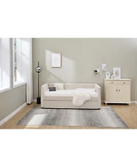 Streamdale Furniture Beige Velvet Daybed - Modern Diamond Grid Design