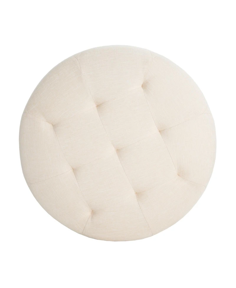 Streamdale FurnitureUpholstered Button Tufted Round Ottoman, Beige, Small version
