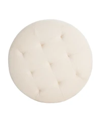 Streamdale FurnitureUpholstered Button Tufted Round Ottoman, Beige, Small version