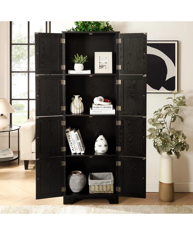 Streamdale Furniture 72.4" Tall Storage Cabinet w/ 8 Doors & 4 Shelves, Bookshelf