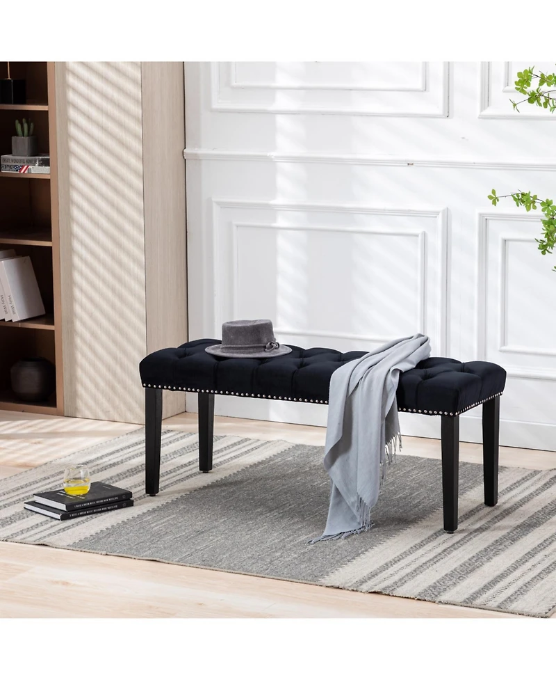 Streamdale Furniture Streamdale Tufted Velvet Bench Ottoman