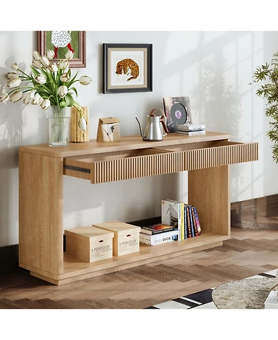 Streamdale Furniture Streamdale 60" Modern 2-Drawer Fluted Console Table