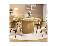 Casainc 55″ Round Dining Table with Rotating Tray and Storage Shelves only table）