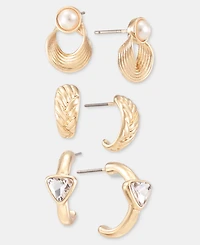 Anne Klein 3-Pc. Set Crystal & Imitation Pearl Earrings
