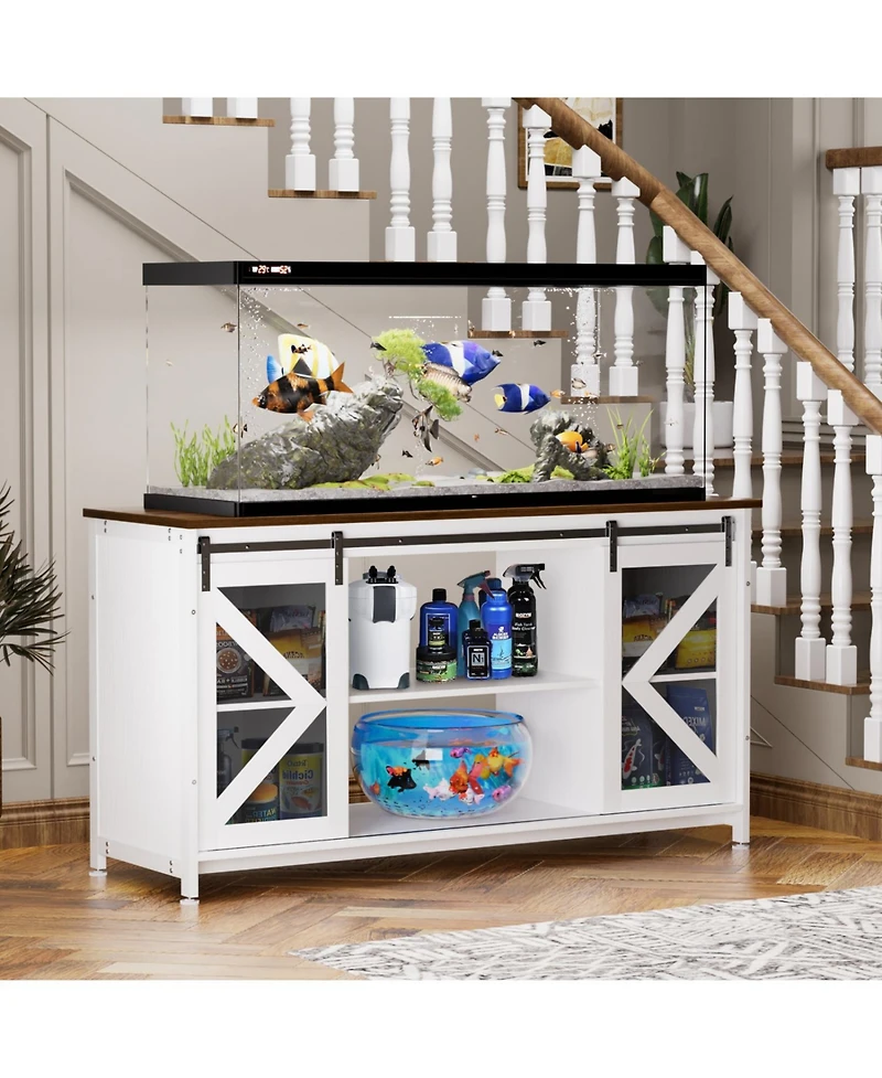 Streamdale Furniture Metal Aquarium Stand with Cabinet - 80 Gallon White