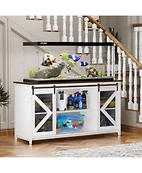 Streamdale Furniture Metal Aquarium Stand with Cabinet - 80 Gallon White