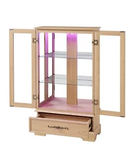 Streamdale Furniture Lighted Glass Curio Cabinet - Light Oak Finish