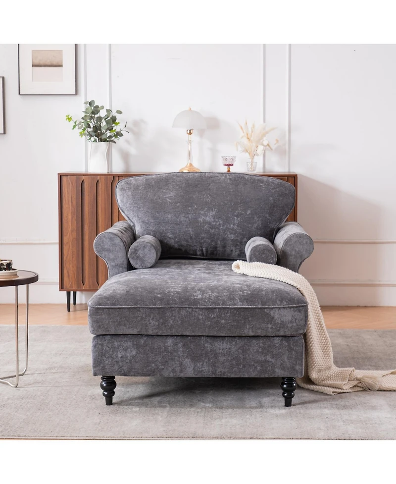 Streamdale Furniture Oversized Chenille Chaise Lounge Sofa Bed