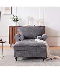 Streamdale Furniture Oversized Chenille Chaise Lounge Sofa Bed
