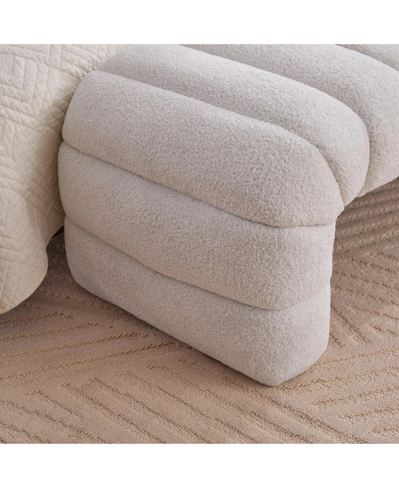 Streamdale Furniture Streamdale 69.7" Modern Upholstered Bed Bench, Chenille Ottoman, Ivory