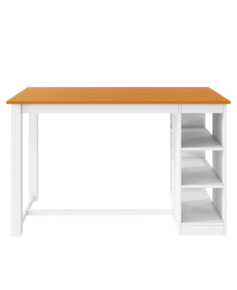 Streamdale Furniture 60" Farmhouse Counter Height Dining Set with Storage & Chairs, White