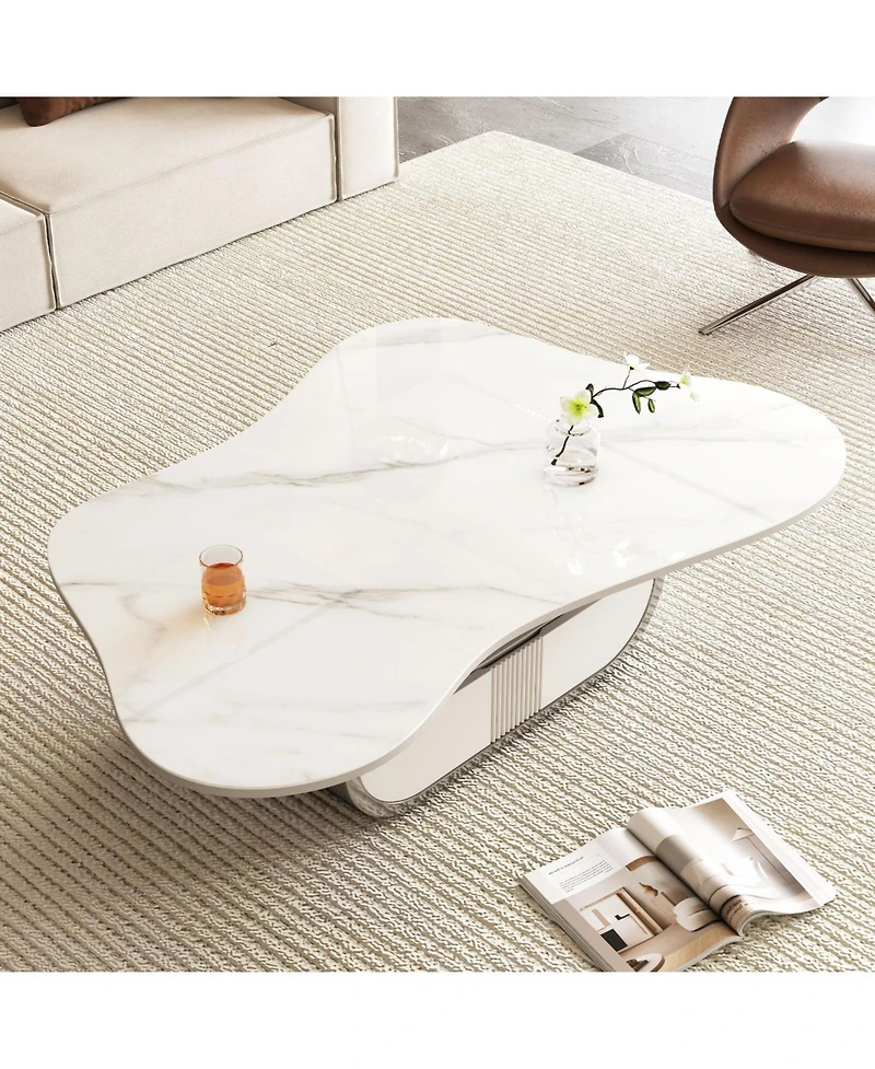 Streamdale Furniture Butterfly Coffee Table - Sintered Stone Top, Storage & Drawer