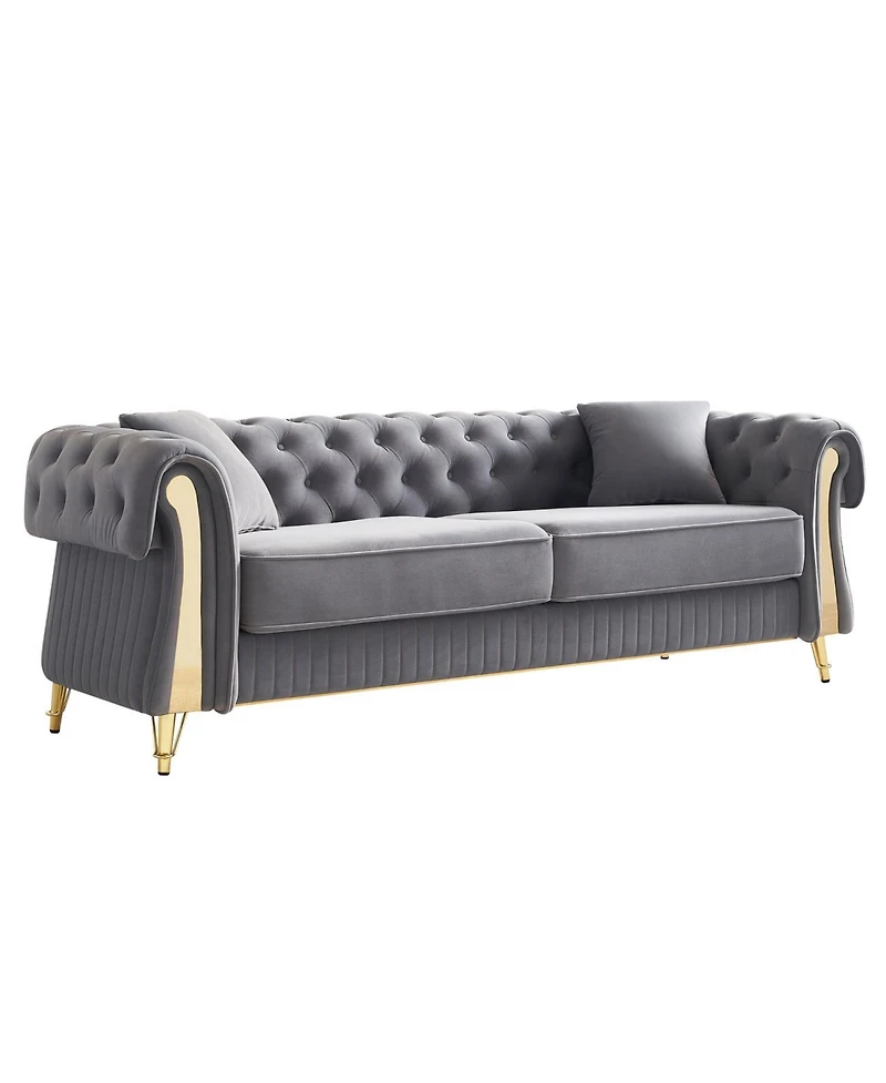 Streamdale Furniture Chesterfield Modern Tufted Velvet Living Room Sofa, 84.25"W Couch.