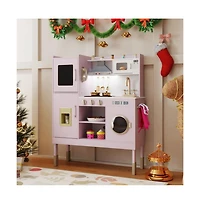 Hongge Kids Adjustable Pretend Play Kitchen with Accessories and Storage