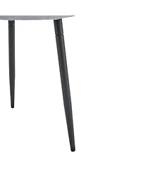 Streamdale Furniture 79" Table & Gray Linen Chairs Black Metal Legs