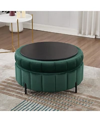 Streamdale Furniture 31.5" Green Velvet Storage Ottoman with Reversible Lid