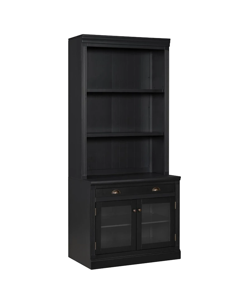 Streamdale Furniture Modern Bookcase with Glass Doors & Drawer - Black