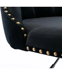 Streamdale Furniture Streamdale Velvet Swivel Barstools, Adjustable Height, Chrome Base Set of 2