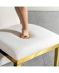 Streamdale Furniture set of 2pcs Dining table gold stainless steel with white fabric