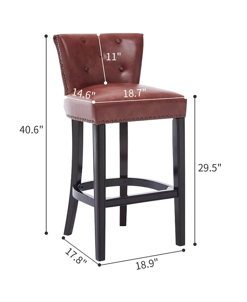 Streamdale Furniture Cow Leather & Wood Bar Stool - 29.5" Kitchen/Pub Height