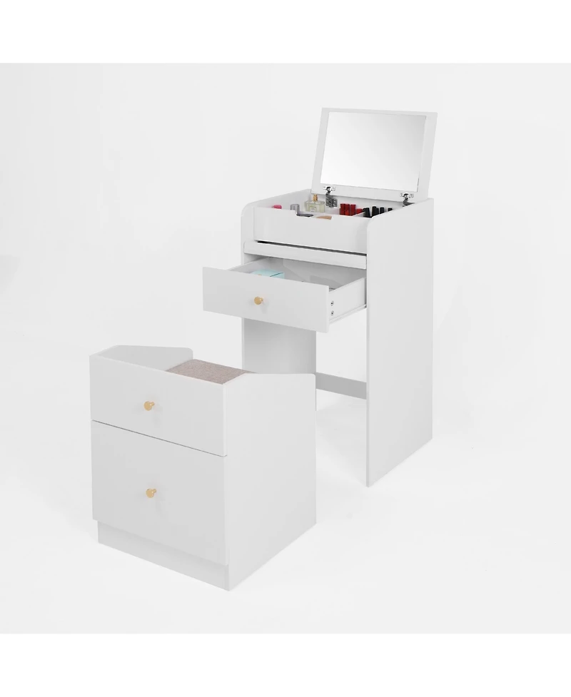 Streamdale Furniture White Vanity Desk with Mirror for Makeup